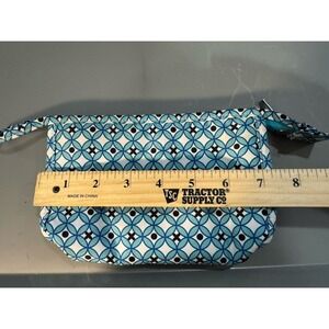 Modella Blue and White Geometric 7x5" Travel Makeup‎ Cosmetic Bag Zip Closure